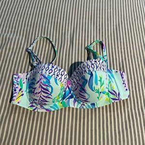 Lilly Pulitzer Light Blue Multi Floral Underwire Bikini Top
